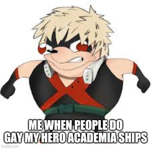 No more gay ships plz | ME WHEN PEOPLE DO GAY MY HERO ACADEMIA SHIPS | image tagged in bakugon | made w/ Imgflip meme maker