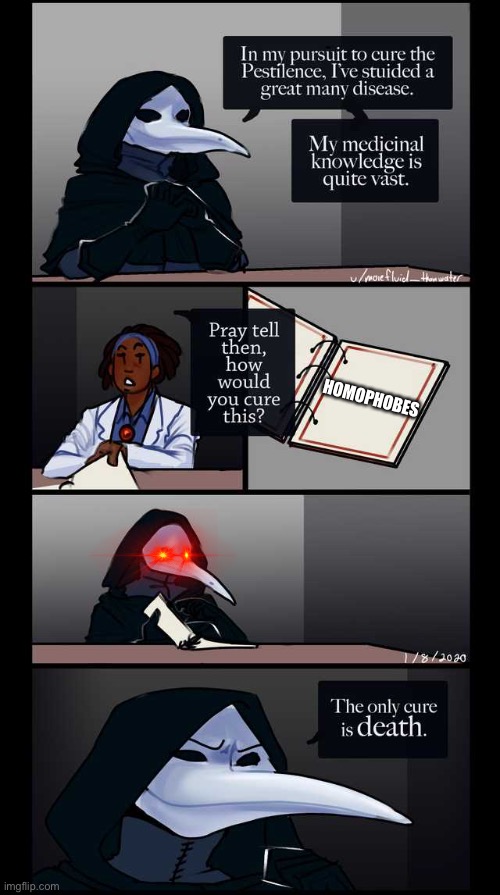 Scp-49 The only cure is death | HOMOPHOBES | image tagged in scp-49 the only cure is death | made w/ Imgflip meme maker