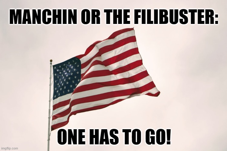 Manchin or the Filibuster: One has to go! | MANCHIN OR THE FILIBUSTER:; ONE HAS TO GO! | image tagged in joe manchin,filibuster,senate,america | made w/ Imgflip meme maker