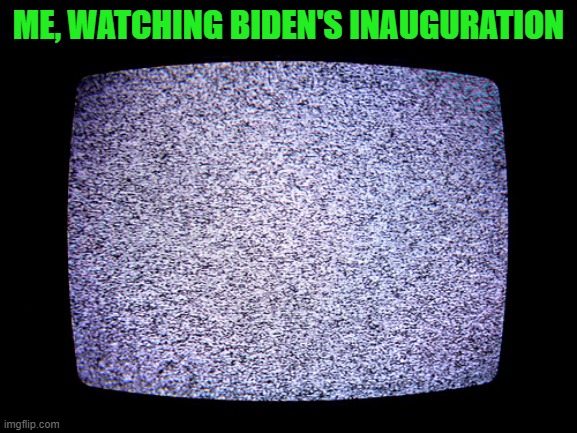 Static | ME, WATCHING BIDEN'S INAUGURATION | image tagged in static | made w/ Imgflip meme maker