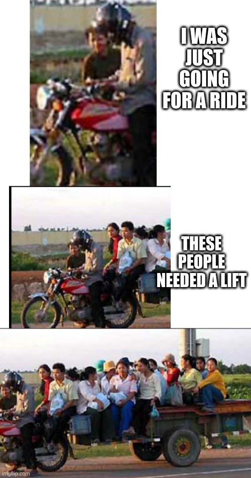 Yes Officer | I WAS JUST GOING FOR A RIDE; THESE PEOPLE NEEDED A LIFT | image tagged in yes officer | made w/ Imgflip meme maker