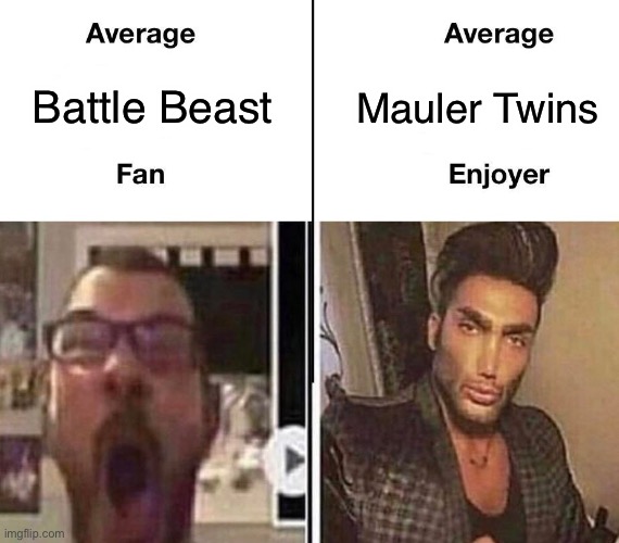 Invincible side villains | Mauler Twins; Battle Beast | image tagged in average fan vs average enjoyer | made w/ Imgflip meme maker