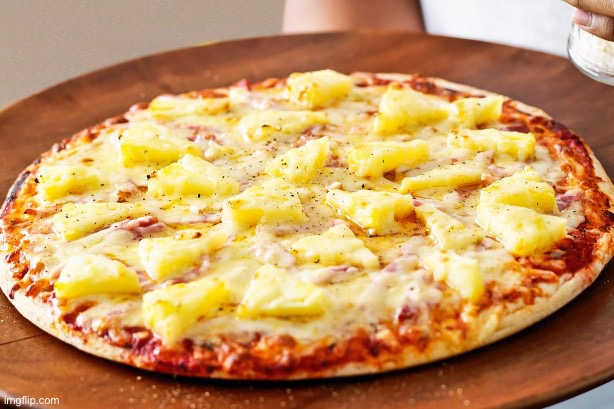 Hello imgflip this is pineapple on pizza what do you think? | image tagged in pineapple pizza intensifies,pineapple pizza,pizza,food,fast food,memes | made w/ Imgflip meme maker
