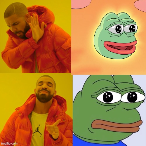 old pepe vs new | image tagged in pepe the frog,old,pepe,vs,new | made w/ Imgflip meme maker