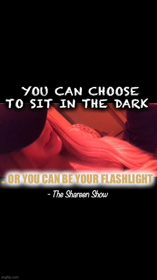 Memes |  YOU CAN CHOOSE TO SIT IN THE DARK; .. OR YOU CAN BE YOUR FLASHLIGHT; - The Shareen Show | image tagged in memes,writer,authors,dark,soul | made w/ Imgflip meme maker
