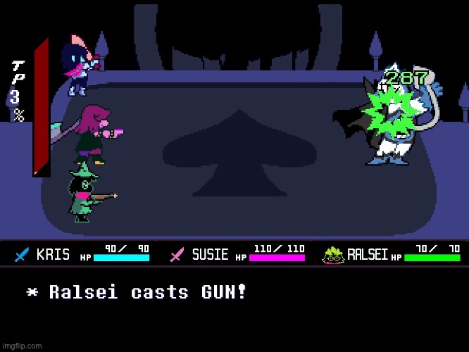 Totally Normal Deltarune Screenshot Nothing To See Here | image tagged in deltarune,gun,pacify,memes,g u n,oh wow are you actually reading these tags | made w/ Imgflip meme maker