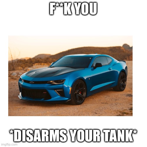 You f**kin idiot | F**K YOU; *DISARMS YOUR TANK* | image tagged in lmao | made w/ Imgflip meme maker