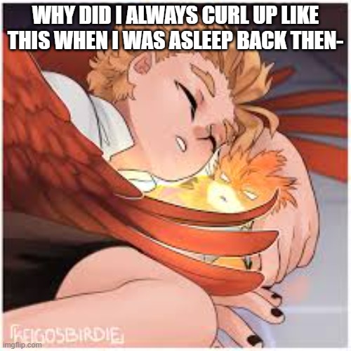 Why- | WHY DID I ALWAYS CURL UP LIKE THIS WHEN I WAS ASLEEP BACK THEN- | image tagged in mha,anime | made w/ Imgflip meme maker