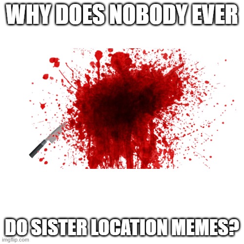 Blank Transparent Square | WHY DOES NOBODY EVER; DO SISTER LOCATION MEMES? | image tagged in memes,blank transparent square | made w/ Imgflip meme maker