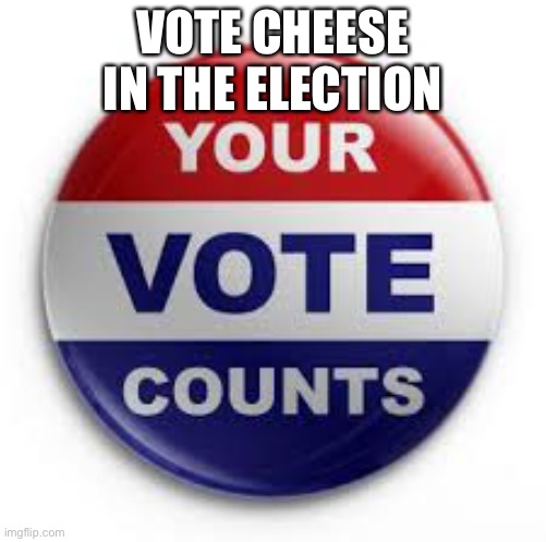 Vote | VOTE CHEESE IN THE ELECTION | image tagged in vote | made w/ Imgflip meme maker