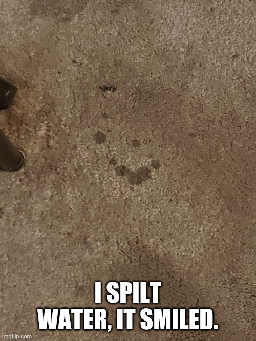 Happy Water | I SPILT WATER, IT SMILED. | made w/ Imgflip meme maker