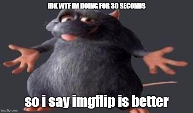 me using reddit for the first time | IDK WTF IM DOING FOR 30 SECONDS; so i say imgflip is better | image tagged in idk man but idc | made w/ Imgflip meme maker