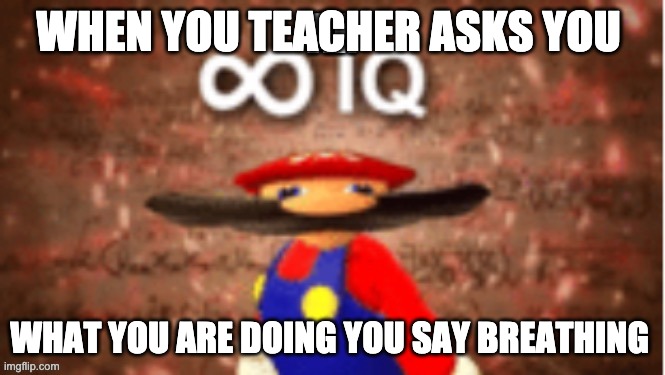 1000000 iq | WHEN YOU TEACHER ASKS YOU; WHAT YOU ARE DOING YOU SAY BREATHING | image tagged in infinite iq | made w/ Imgflip meme maker