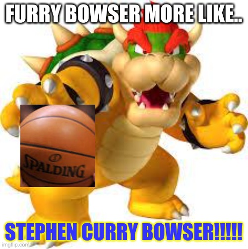 Stephen Curry Bowser | FURRY BOWSER MORE LIKE.. STEPHEN CURRY BOWSER!!!!! | image tagged in bowser,basketball i guess | made w/ Imgflip meme maker