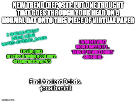 Find Ancient Debris.
-jonathaninit | made w/ Imgflip meme maker