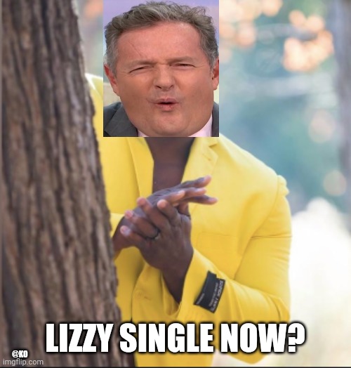 Piers morgan | LIZZY SINGLE NOW? @KO | image tagged in black guy rubbing his hands,queen elizabeth | made w/ Imgflip meme maker