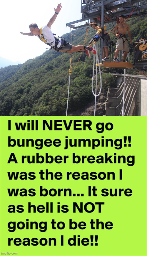 Can make or break you | image tagged in bungee jumping | made w/ Imgflip meme maker