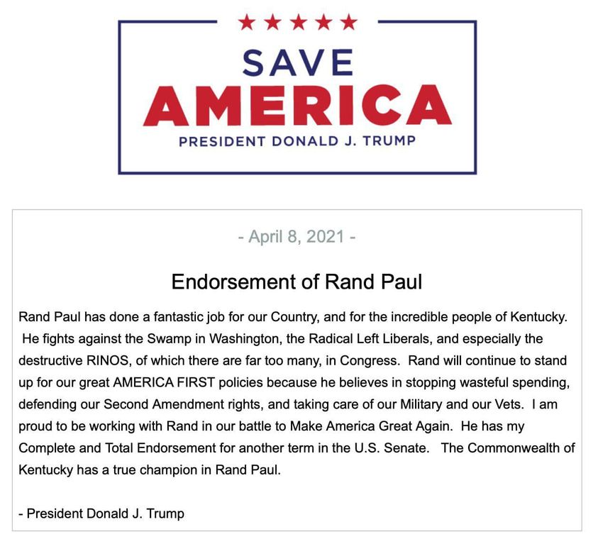 Donald Trump endorses Rand Paul Blank Meme Template