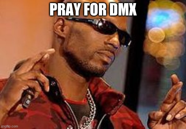 hes braindead already | PRAY FOR DMX | image tagged in dmx fingers crossed | made w/ Imgflip meme maker