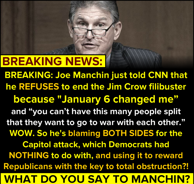 High Quality Joe Manchin filibuster Blank Meme Template