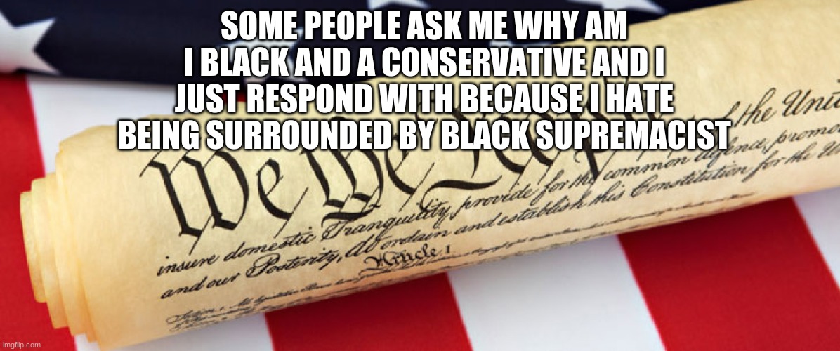 All Lives Matter | SOME PEOPLE ASK ME WHY AM I BLACK AND A CONSERVATIVE AND I JUST RESPOND WITH BECAUSE I HATE BEING SURROUNDED BY BLACK SUPREMACIST | image tagged in we the people | made w/ Imgflip meme maker