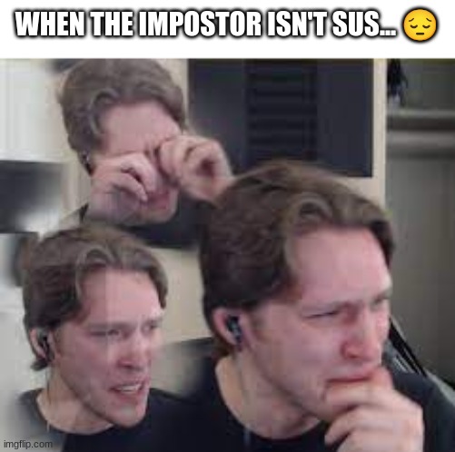 When the imposter isn't sus... | WHEN THE IMPOSTOR ISN'T SUS... 😔 | image tagged in jerma,sus,cringe | made w/ Imgflip meme maker