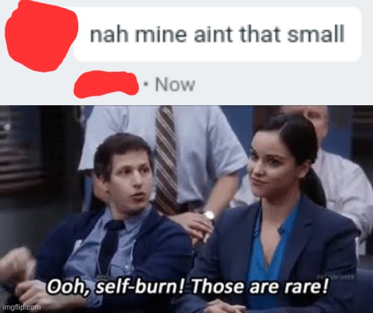 Ooh, self-burn! Those are rare! | image tagged in ooh self-burn those are rare | made w/ Imgflip meme maker