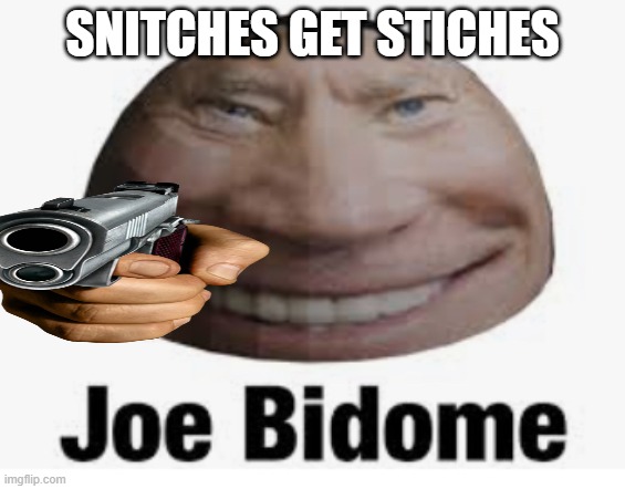 Joe bidome | SNITCHES GET STICHES | image tagged in joe bidome | made w/ Imgflip meme maker