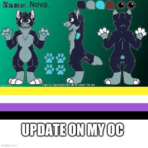 Novo is non-binary!! | UPDATE ON MY OC | image tagged in furry,non binary | made w/ Imgflip meme maker