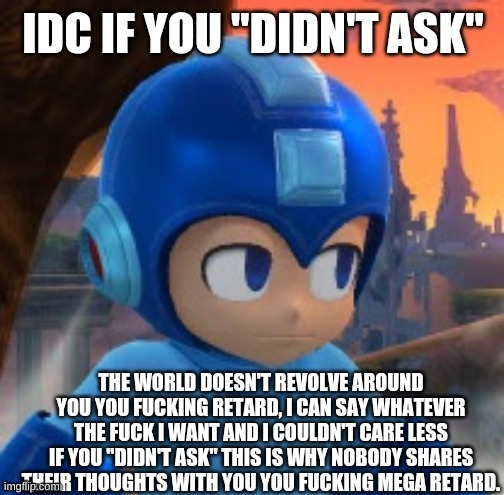 Mega Man IDC if you didn't ask | image tagged in mega man idc if you didn't ask | made w/ Imgflip meme maker