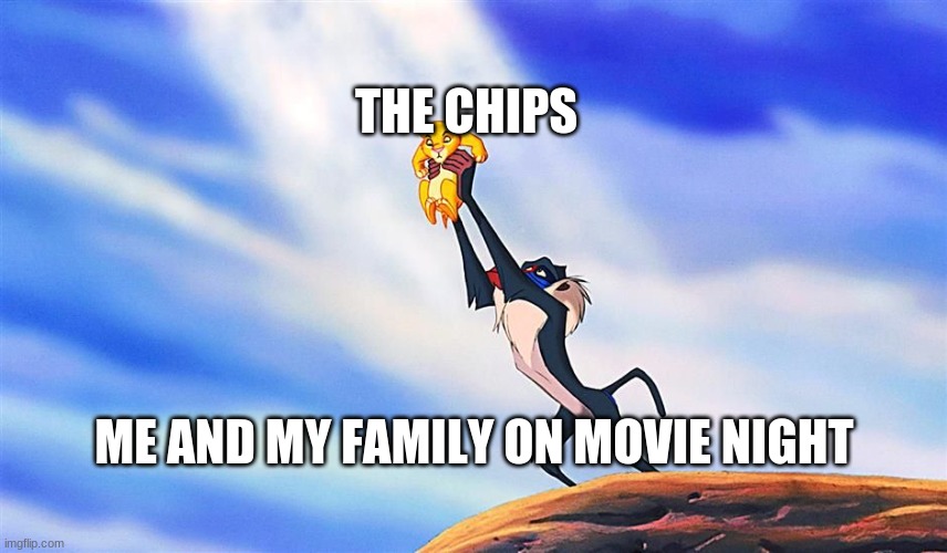 Movie night | THE CHIPS; ME AND MY FAMILY ON MOVIE NIGHT | image tagged in movies | made w/ Imgflip meme maker