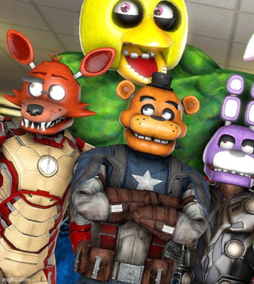 looking at this while listening to tokyovania | image tagged in memes,cursed image,fnaf,avengers | made w/ Imgflip meme maker
