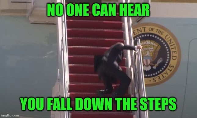 Biden Fall | NO ONE CAN HEAR YOU FALL DOWN THE STEPS | image tagged in biden fall | made w/ Imgflip meme maker