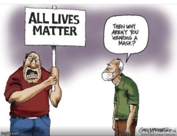 Really think #AllLivesMatter? Especially the elderly/immunocompromised? Strap on your damn mask. | image tagged in all lives matter cartoon | made w/ Imgflip meme maker