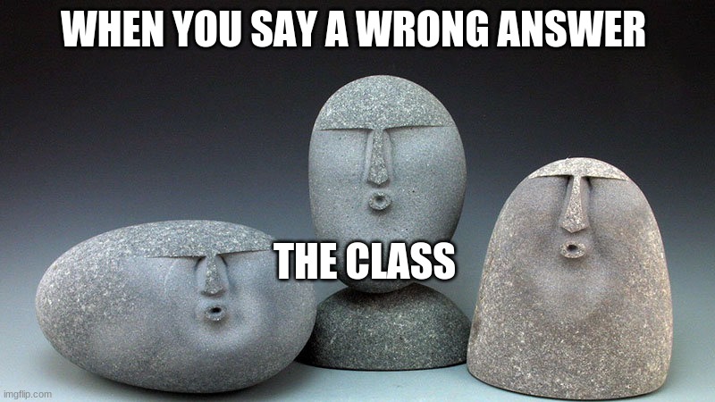 Oof Stones | WHEN YOU SAY A WRONG ANSWER; THE CLASS | image tagged in oof stones | made w/ Imgflip meme maker
