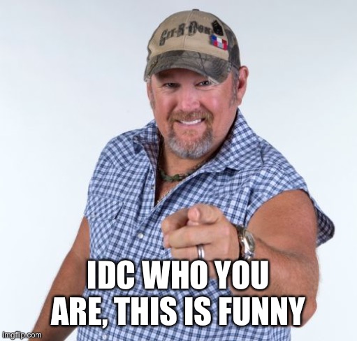 Larry the Cable Guy | IDC WHO YOU ARE, THIS IS FUNNY | image tagged in larry the cable guy | made w/ Imgflip meme maker