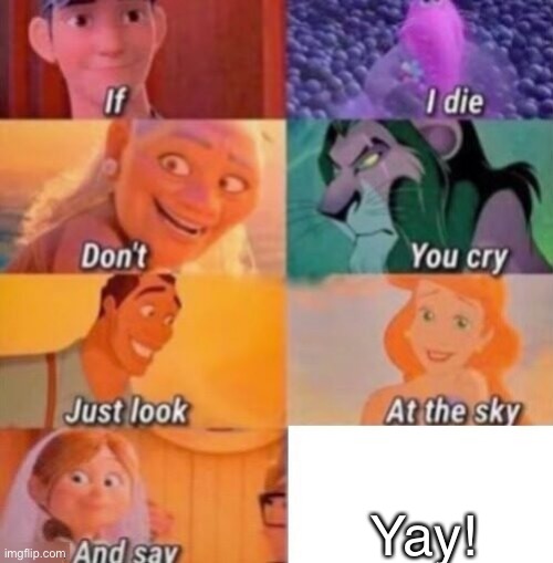 say yay | Yay! | image tagged in if i die | made w/ Imgflip meme maker