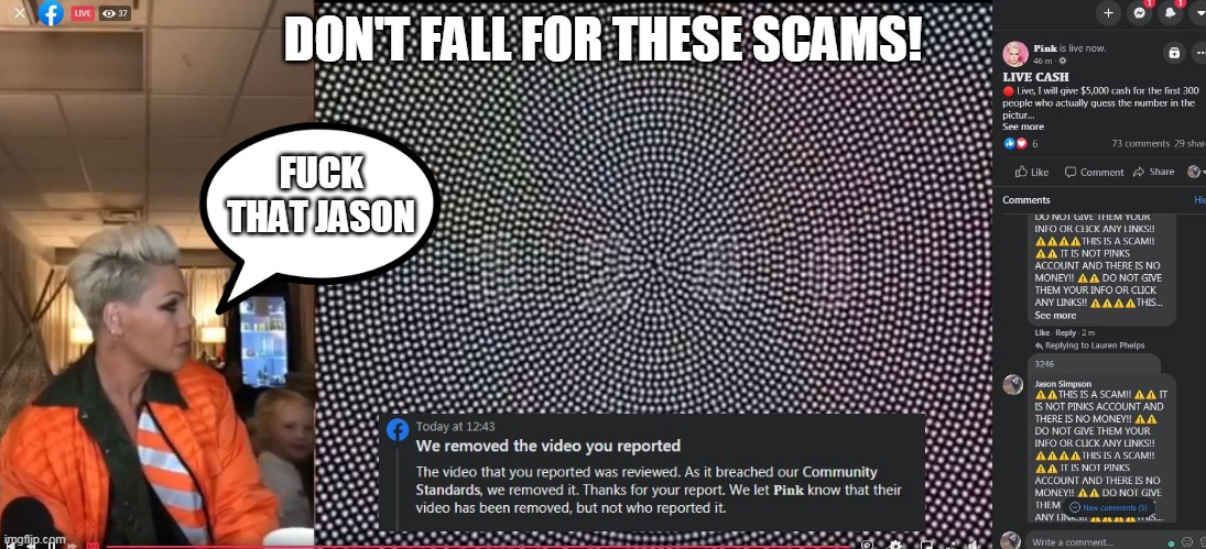 DON'T FALL FOR THESE SCAMS! FUCK THAT JASON | image tagged in scam | made w/ Imgflip meme maker