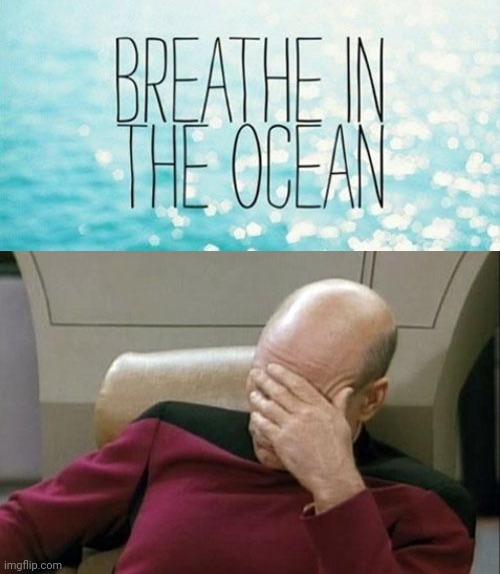 That's just drowning... | image tagged in captain picard facepalm,funny,stupid,special kind of stupid,drowning | made w/ Imgflip meme maker