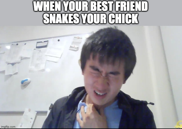 WHEN YOUR BEST FRIEND
SNAKES YOUR CHICK | made w/ Imgflip meme maker