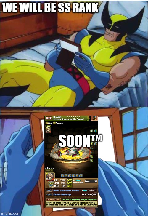 Wolverine Remember | WE WILL BE SS RANK; SOON™ | image tagged in wolverine remember,PuzzleAndDragons | made w/ Imgflip meme maker