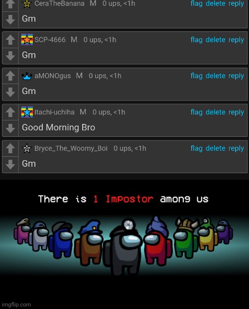 image tagged in there is one impostor among us | made w/ Imgflip meme maker