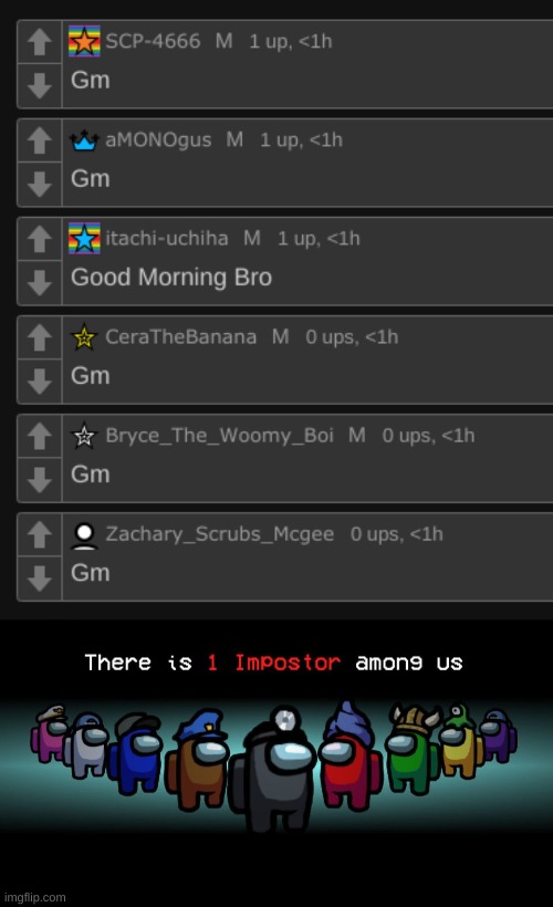 e | image tagged in there is one impostor among us | made w/ Imgflip meme maker