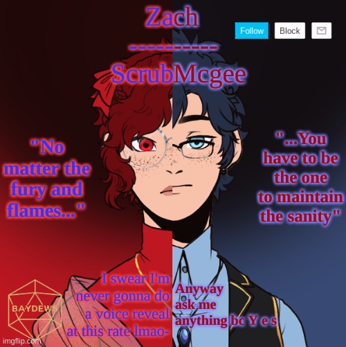 Ruby and Trevor | I swear I'm never gonna do a voice reveal at this rate lmao-; Anyway ask me anything bc Y e s | made w/ Imgflip meme maker