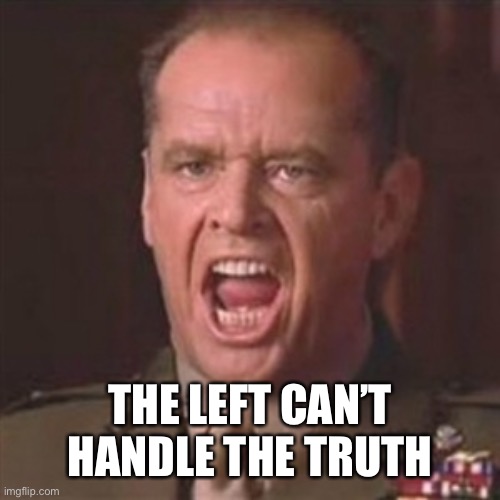 You can't handle the truth | THE LEFT CAN’T HANDLE THE TRUTH | image tagged in you can't handle the truth | made w/ Imgflip meme maker