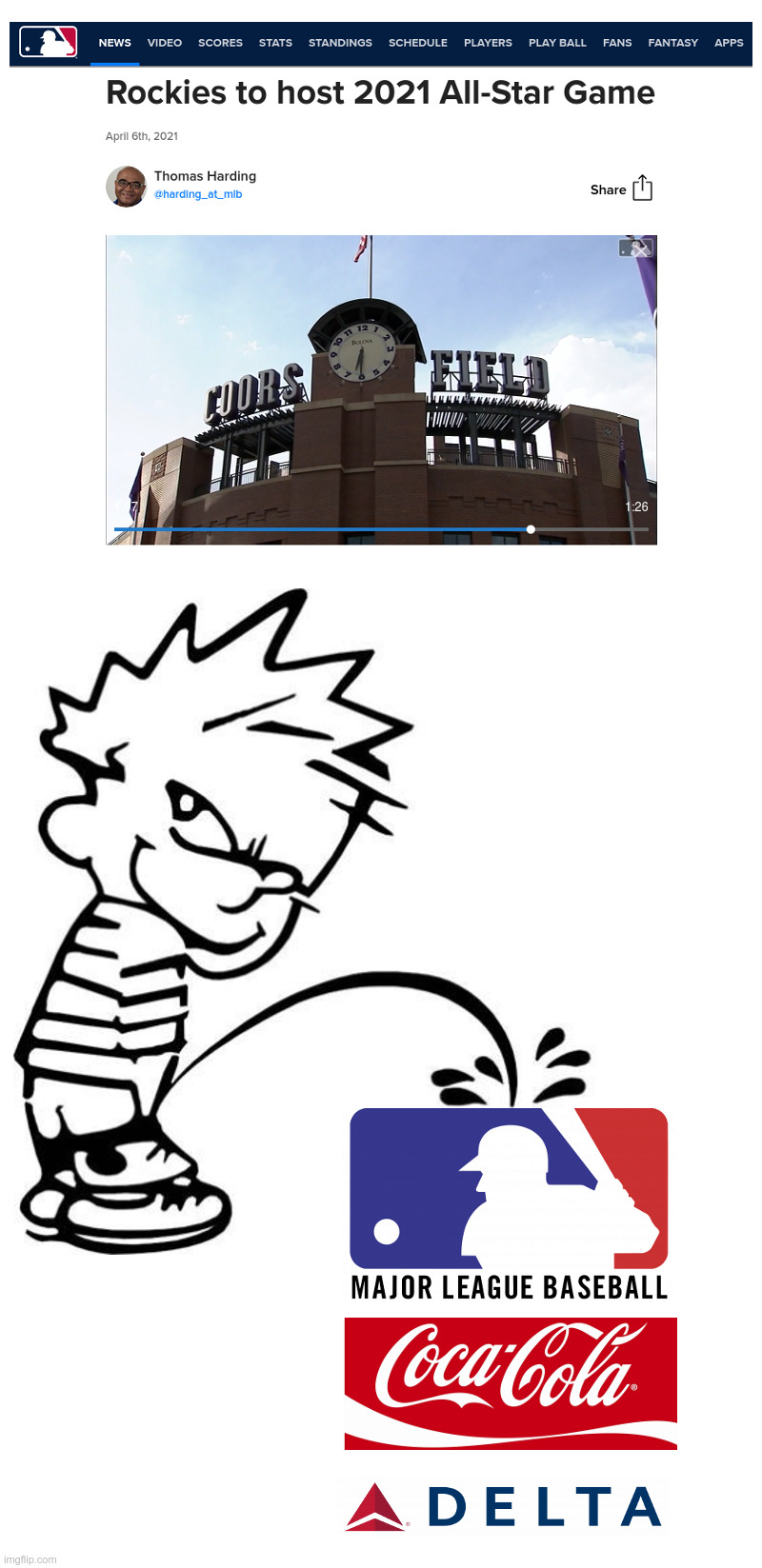 Major League Baseball Moves All-Star Game To Colorado | image tagged in mlb baseball,coca cola,delta,stfu | made w/ Imgflip meme maker
