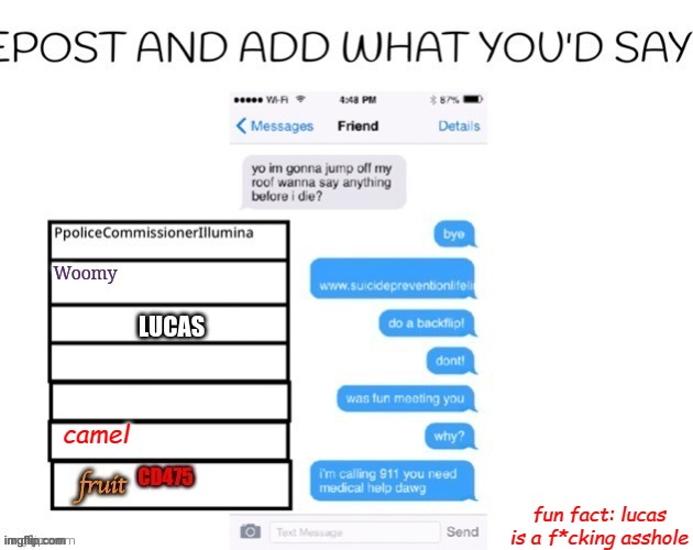 camel; fun fact: lucas is a f*cking asshole | made w/ Imgflip meme maker