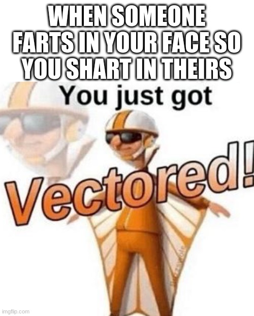 You just got vectored | WHEN SOMEONE FARTS IN YOUR FACE SO YOU SHART IN THEIRS | image tagged in you just got vectored,shart,fart | made w/ Imgflip meme maker