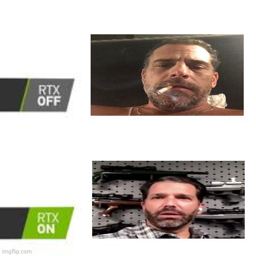 Take your pick | image tagged in rtx off vs rtx on,i will take your entire stock,hunter x hunter,don jr | made w/ Imgflip meme maker