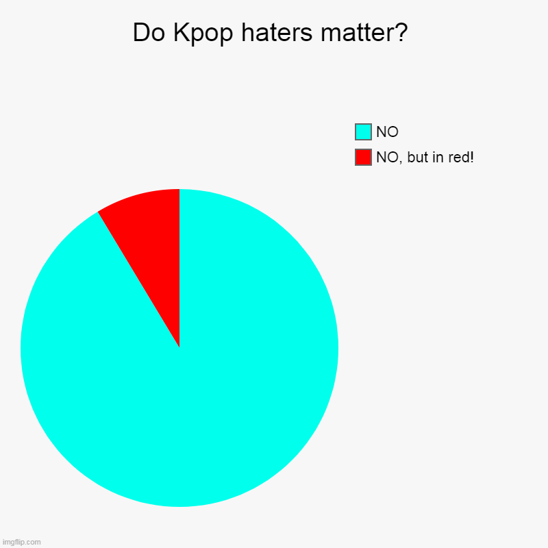 Do Kpop haters matter? | NO, but in red!, NO | image tagged in pie charts,kpop,haters | made w/ Imgflip chart maker